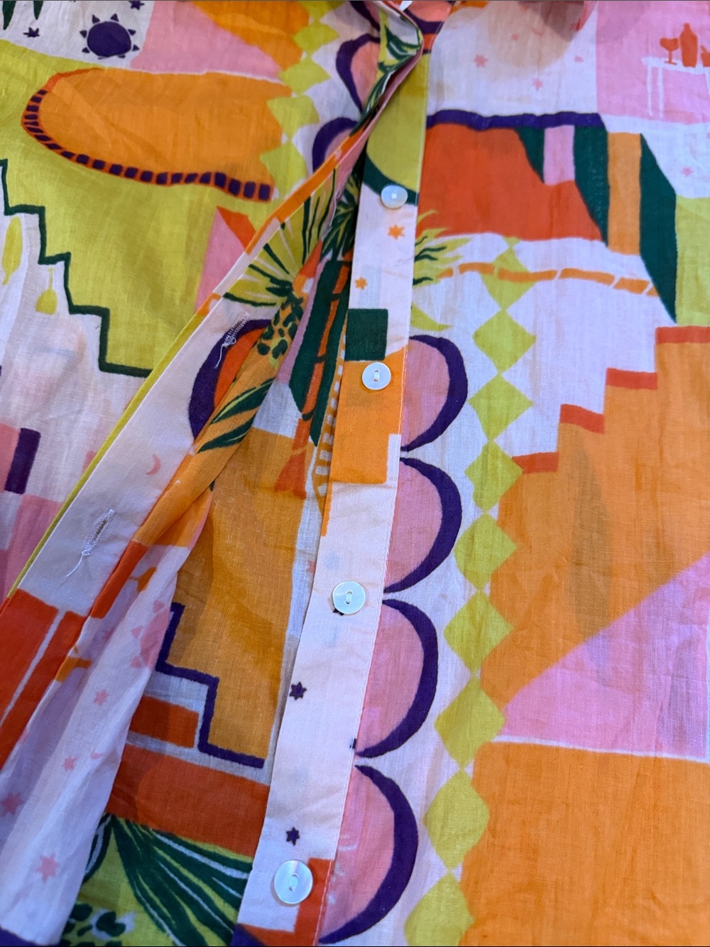 Haute Hippie Pink, Orange & Yellow Geometric Palm Women's Lounge Set Size Large - Picture 4 of 6